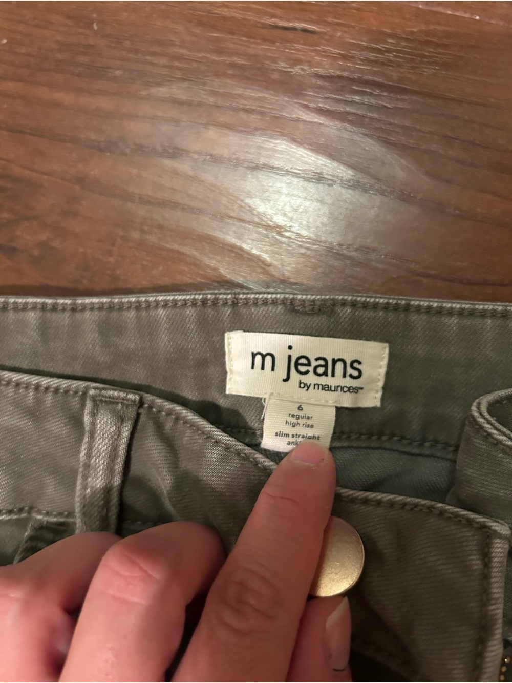 Maurices high rise Skinny Jeans in Olive Green - Picture 3 of 3